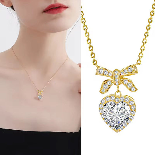 Heart Bow Pendant Necklace