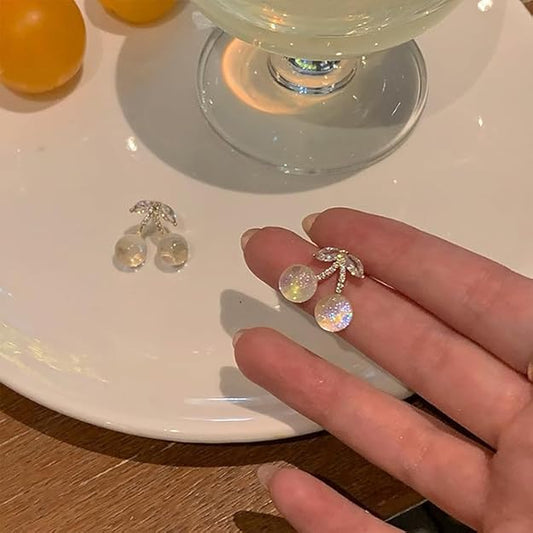 Cherry Moonstone Stud Earrings