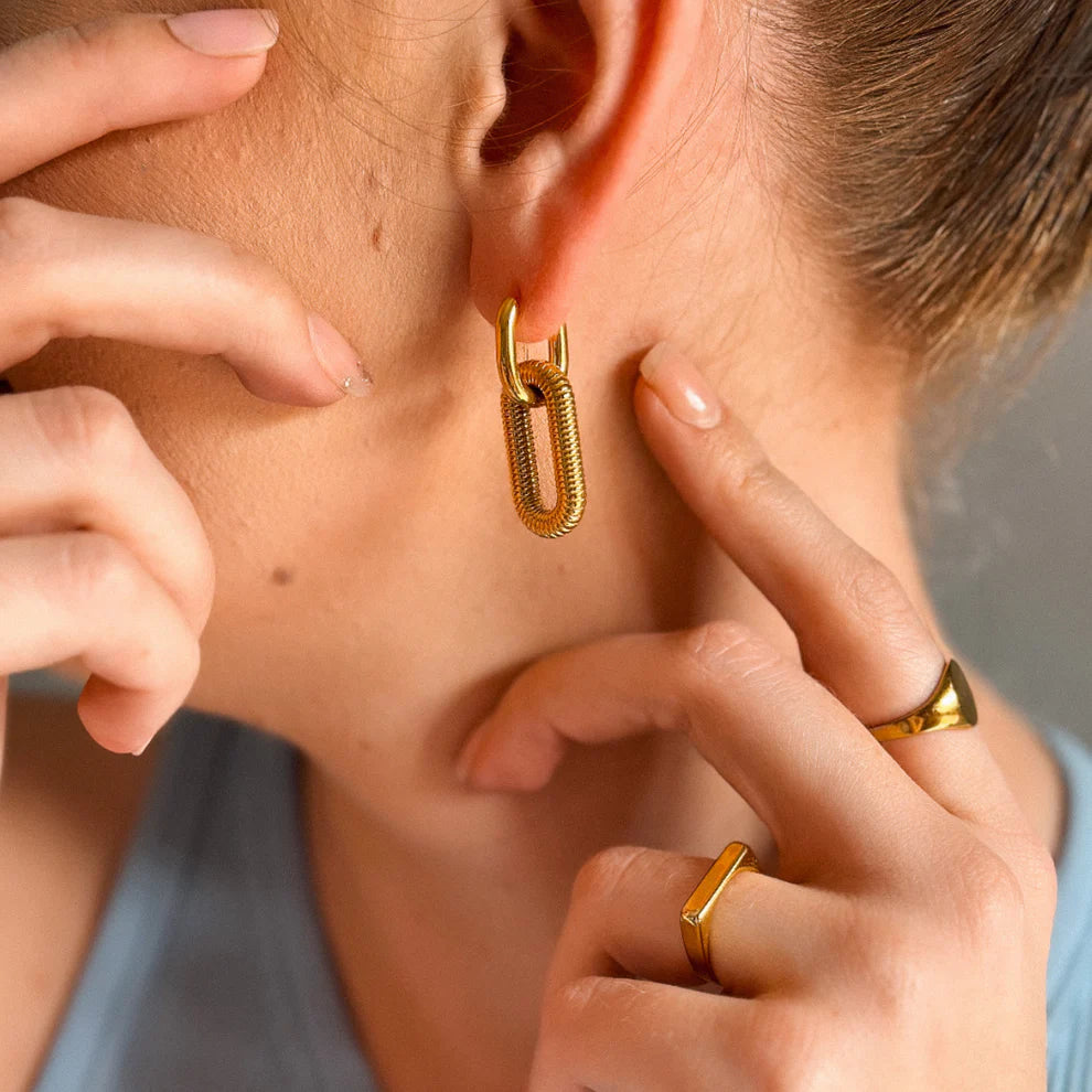 Link Up Gold Hoops Earrings