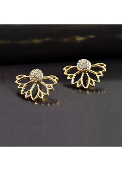 Floral Ear Cuff With AD Pin Stud Earrings