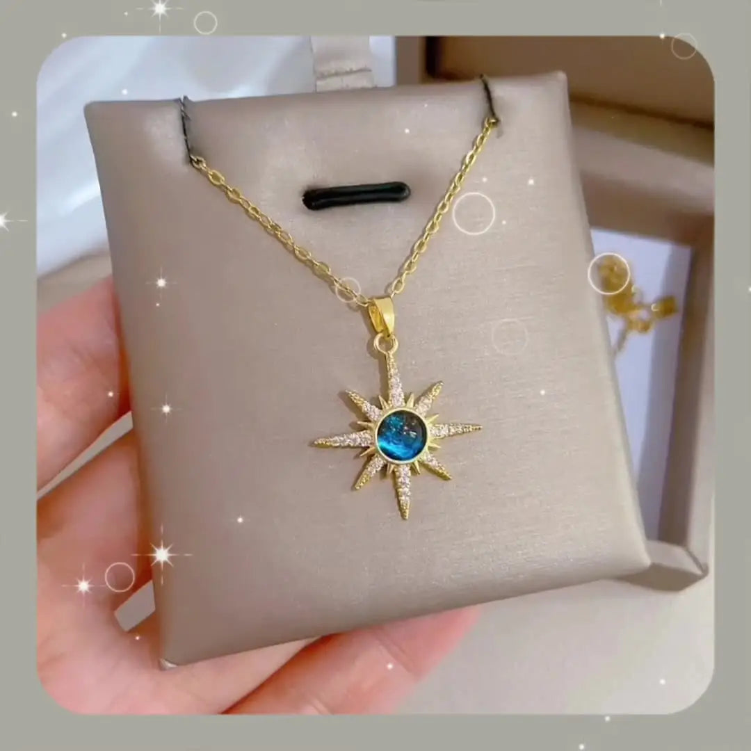 Dreamy Universe Moon Stainless Steel Blue Necklace