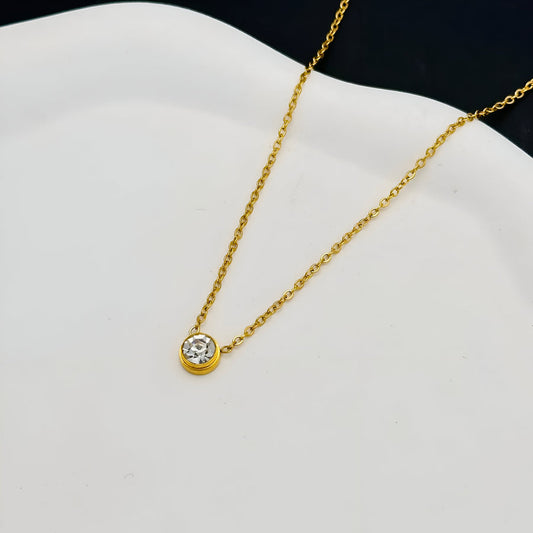 Ethereal Solitaire 18K Gold Plated Pendant Necklace