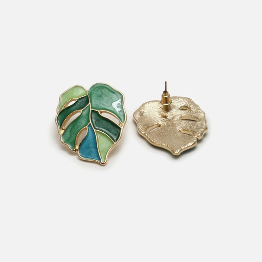 Leaf Shaped Stud Earrings