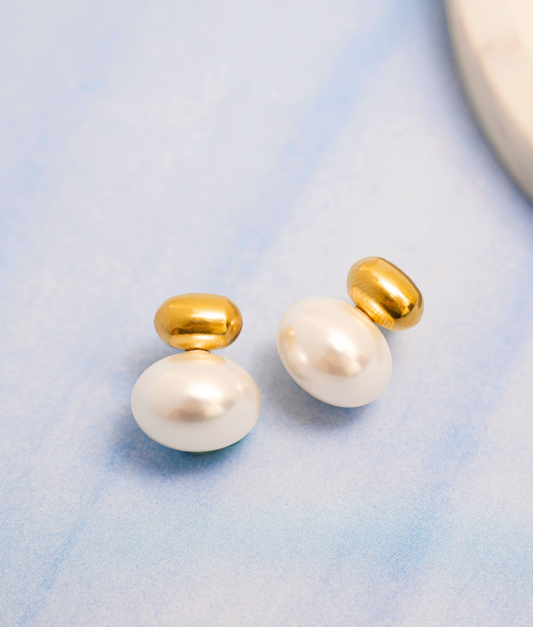 Bubble Pearl Gold Studs