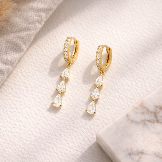 Triple-Teardrop Huggie Earrings