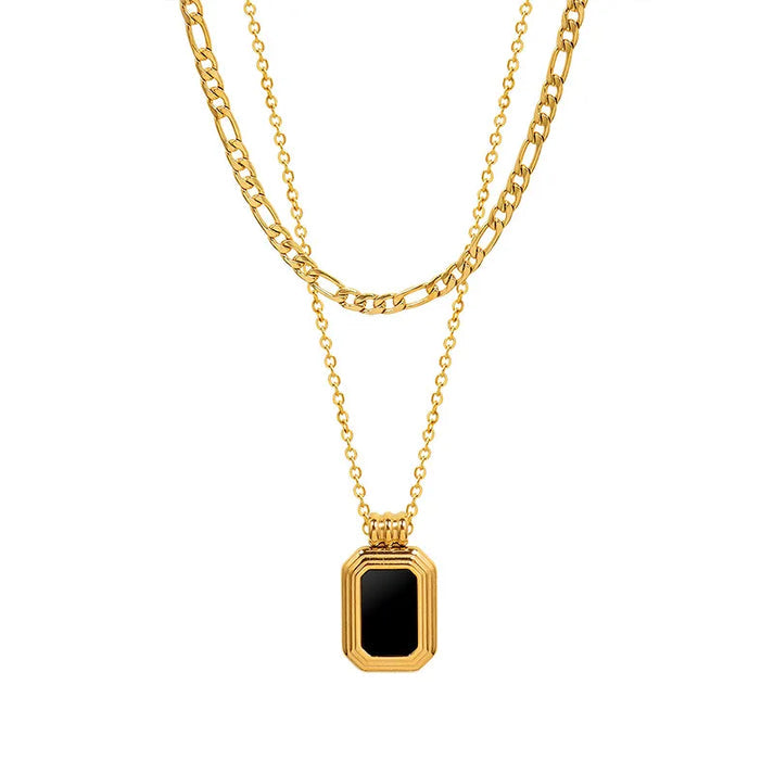 Dual Layer Black Pendant Necklace