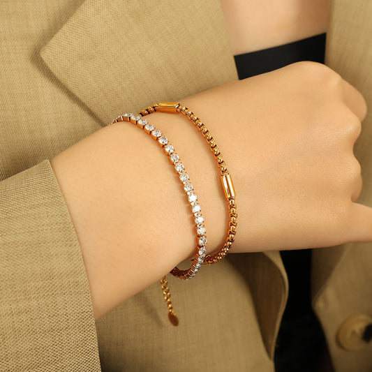 Elegant Double-Layer Diamond Bracelet