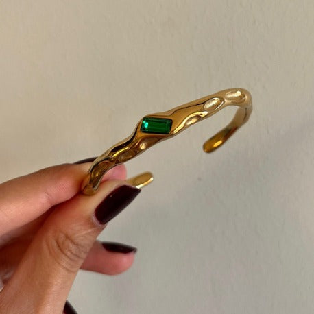 Regal Emerald Cuff Bangle Bracelet