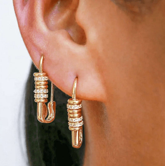 BLINGY SAFETY PIN EARRINGS