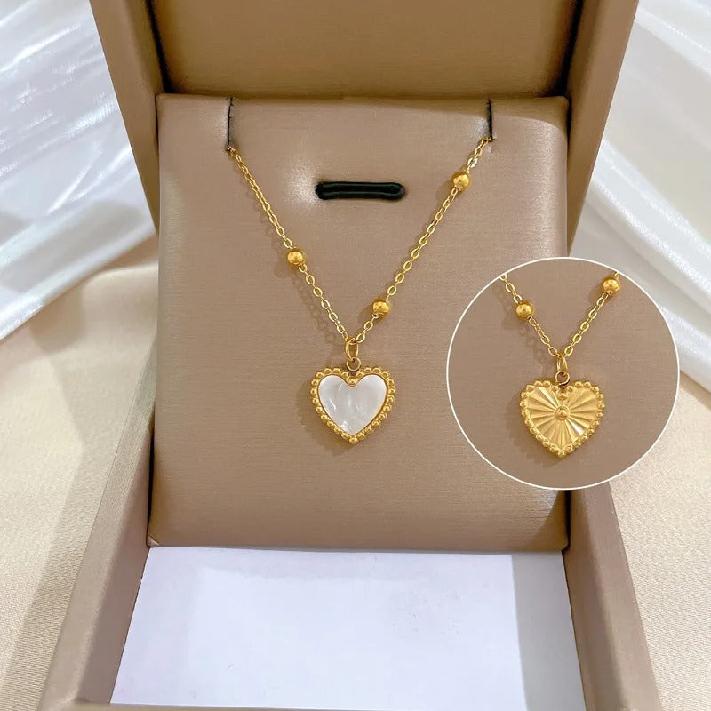 Two Sided Heart Pendant Necklace