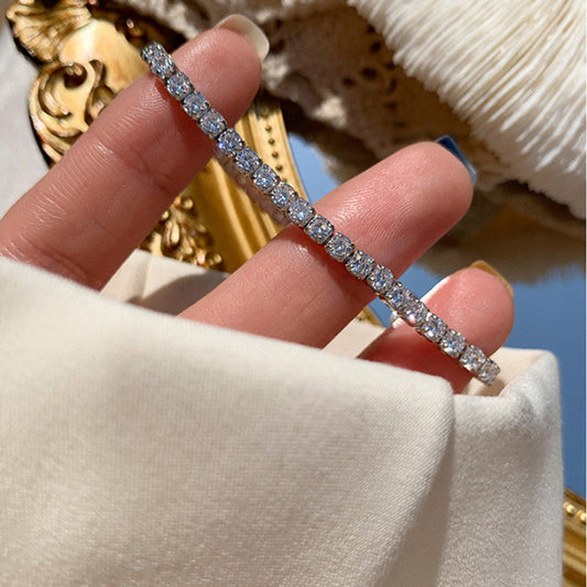 Silver Plated Round Cut Cubic Zirconia White Anti Tarnish Tennis Bracelet