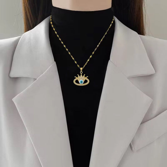 Crown Evil Eye Necklace