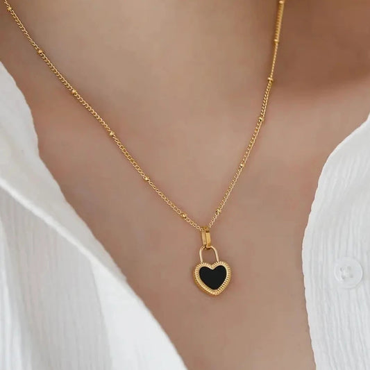 Versatile 18k Gold Plated Reversible Heart Necklace