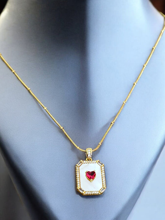Rosy Heart Pendant Necklace
