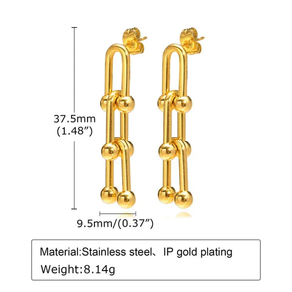 Chic Linked 18K Gold Plated Drop Earrings