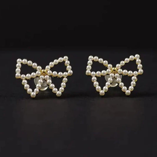 Perky Pearl Bow Earrings