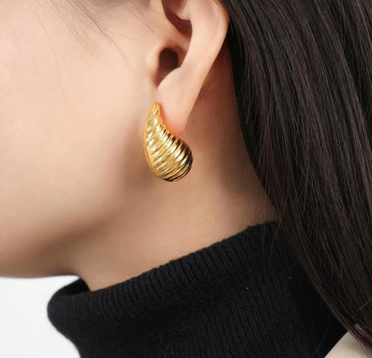 Striped Tear Drop Stud Earrings