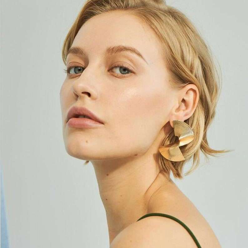 Swirl Golden Statement Earrings