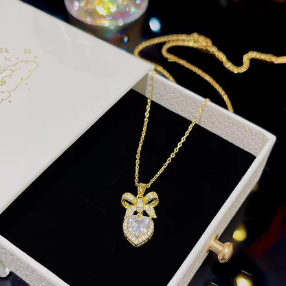 Heart Bow Pendant Necklace