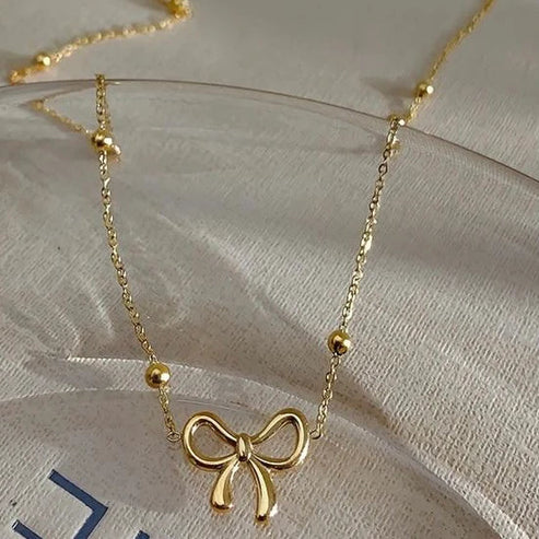 MINIMAL BOW 18K GOLD PLATED NECKLACE