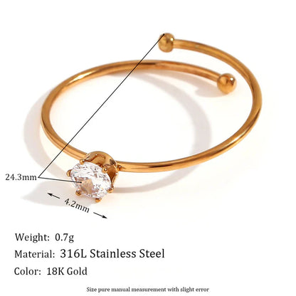 18K GOLD PLATED MINI SOLITARE ADJUSTABLE RING