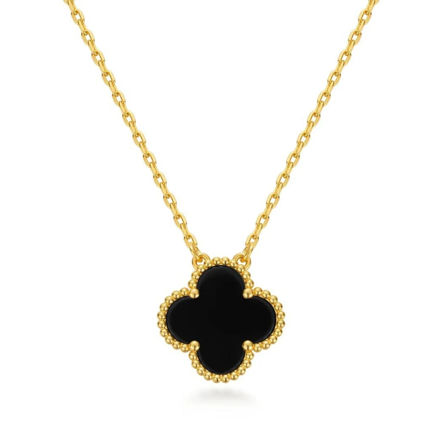 Dainty Black Clover Necklace