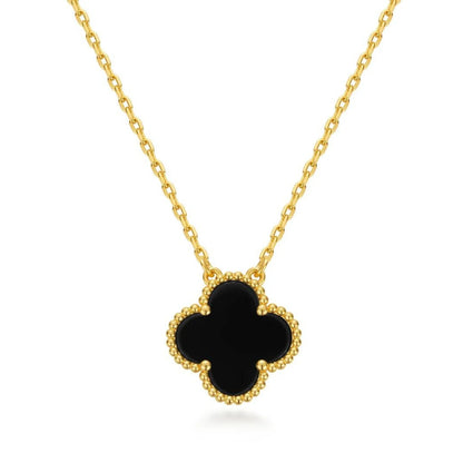 Dainty Black Clover Necklace
