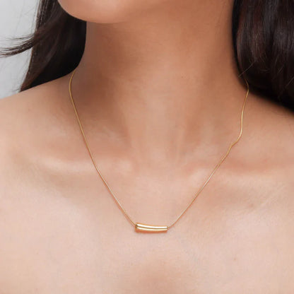 Gold Mini Curved Bar Necklace