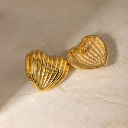 18K GOLD PLATED CHUNKY QUINN HEART EARRINGS