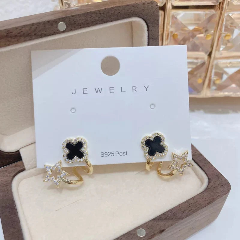 Glittery Glitz Ear Cuff Stud Earrings