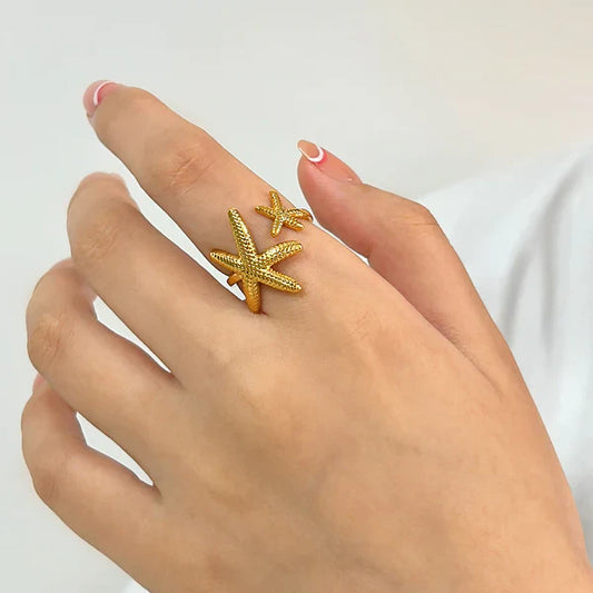 Starfish 18K gold Plated Adjustable Ring