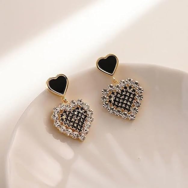 Stone Studded Heart Earrings