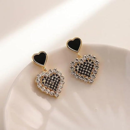 Stone Studded Heart Earrings