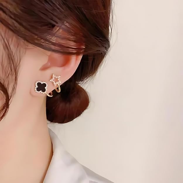 Glittery Glitz Ear Cuff Stud Earrings