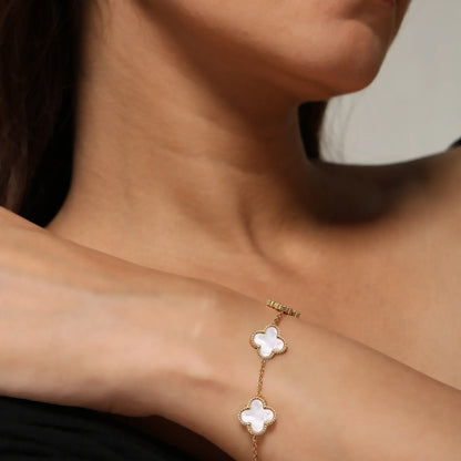 White Clover Stainless Steel Bracelet