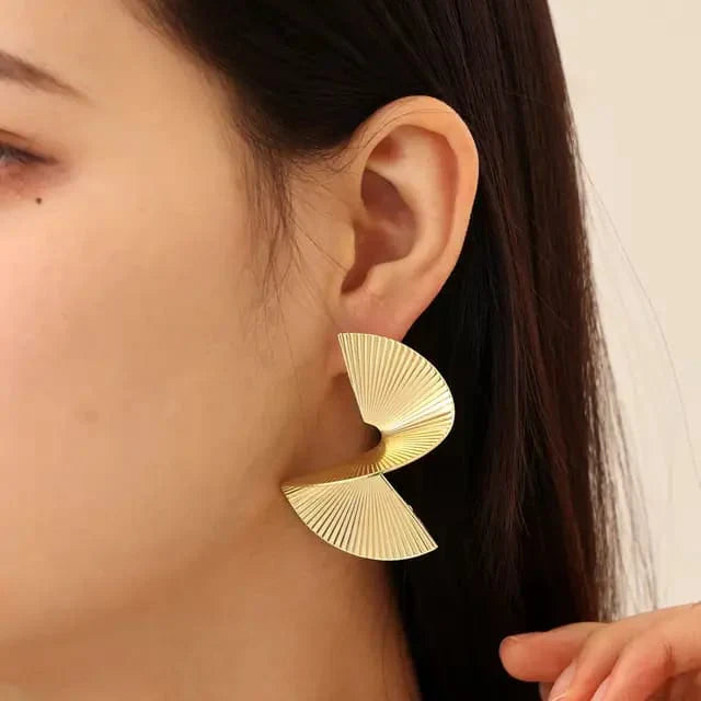 Swirl Golden Statement Earrings