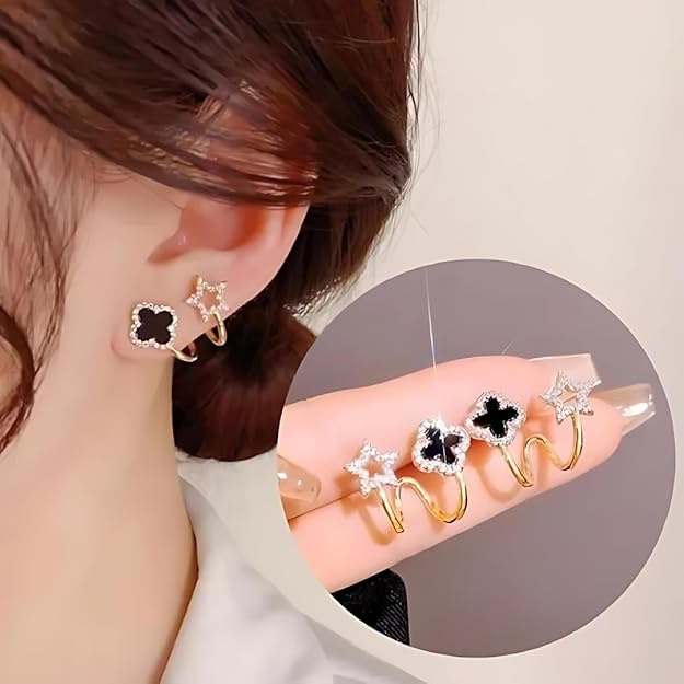 Glittery Glitz Ear Cuff Stud Earrings
