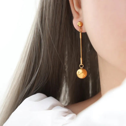 18K GOLD PLATED SINGLE BEADED EARRINGS