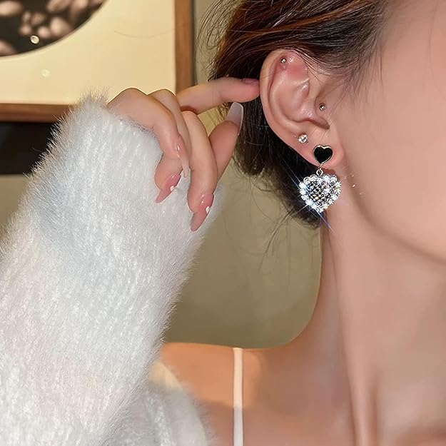 Stone Studded Heart Earrings