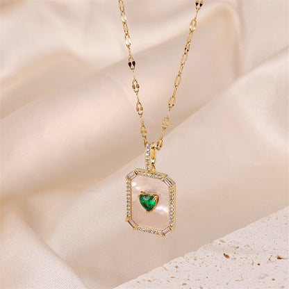 Emerald Green Heart Pendant Necklace