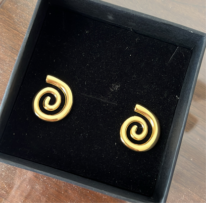 18K Gold Plated Chunky Spiral Stud Earrings