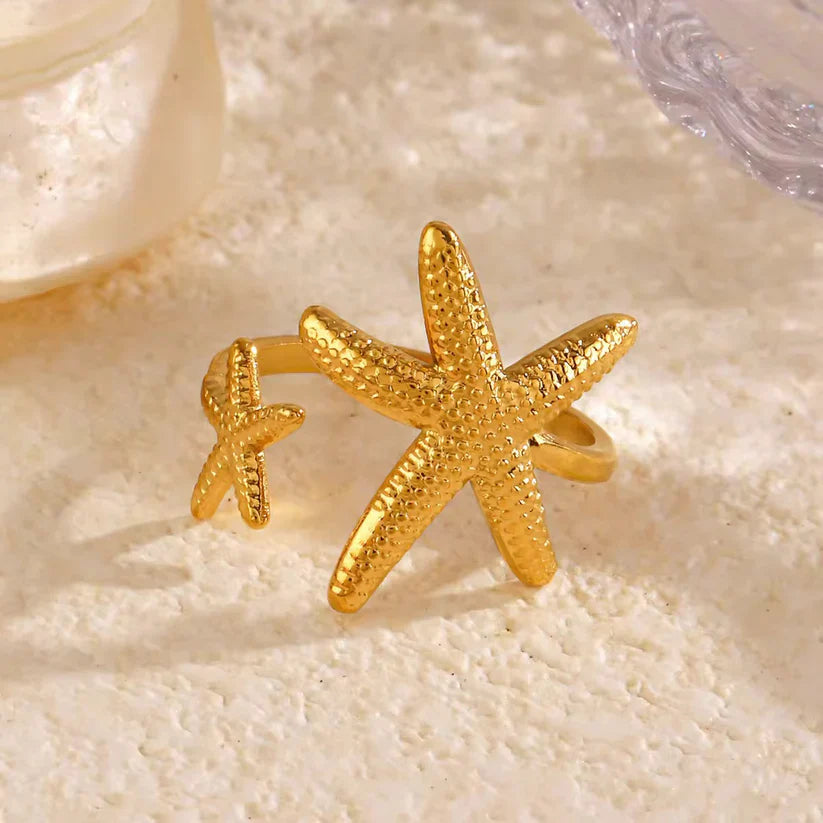 Starfish 18K gold Plated Adjustable Ring