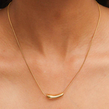 Gold Mini Curved Bar Necklace