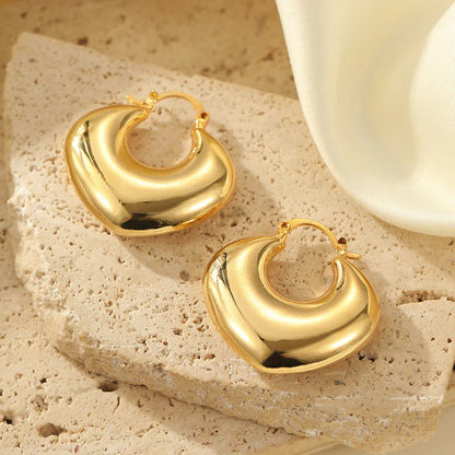 Chunky Gold Heart Hoop Earrings