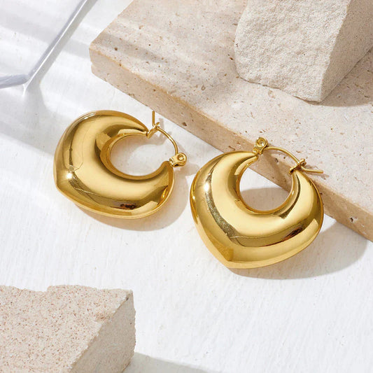 Chunky Gold Heart Hoop Earrings