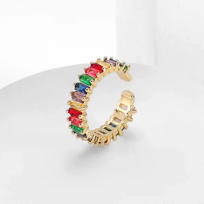 VINTAGE ELEGANCE GOLD PLATED ANTI TARNISH MULTI COLOR RING