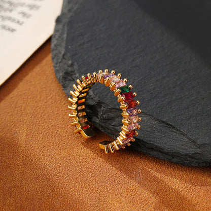 VINTAGE ELEGANCE GOLD PLATED ANTI TARNISH MULTI COLOR RING