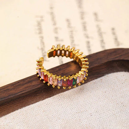 VINTAGE ELEGANCE GOLD PLATED ANTI TARNISH MULTI COLOR RING
