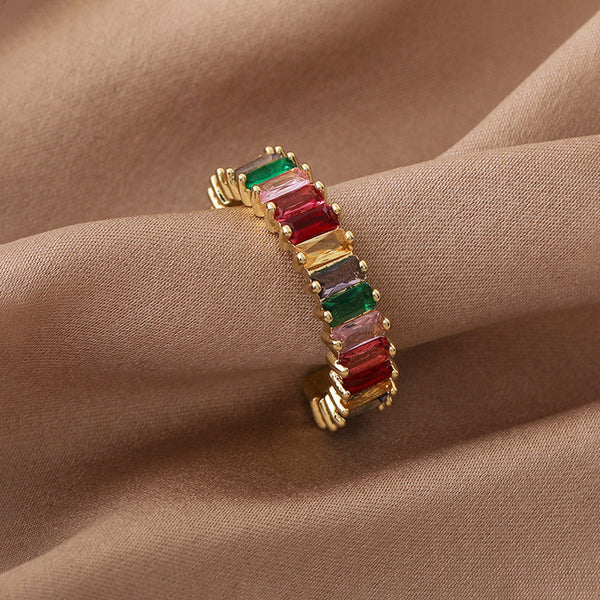 VINTAGE ELEGANCE GOLD PLATED ANTI TARNISH MULTI COLOR RING