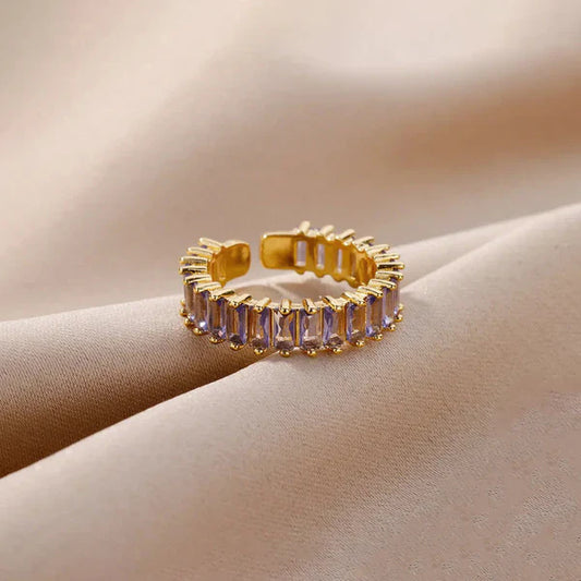 VINTAGE ELEGANCE GOLD PLATED ANTI TARNISH PURPLE COLOR RING